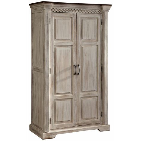 Schrank Mango / Akazie 100x50x180 weiß gewachst CASTLE-ANTIK 239