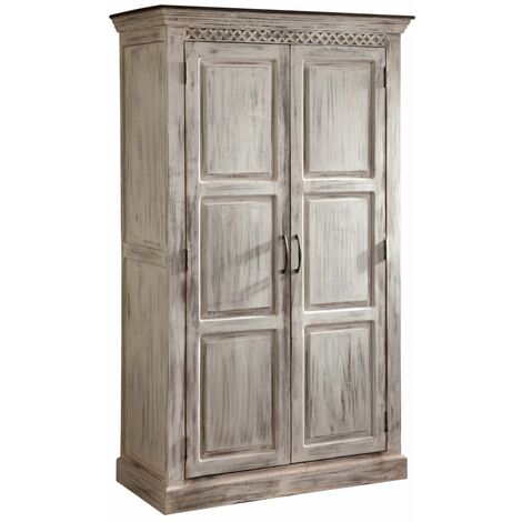 Schrank Mango / Akazie 105x50x180 weiß gewachst CASTLE-ANTIK 221