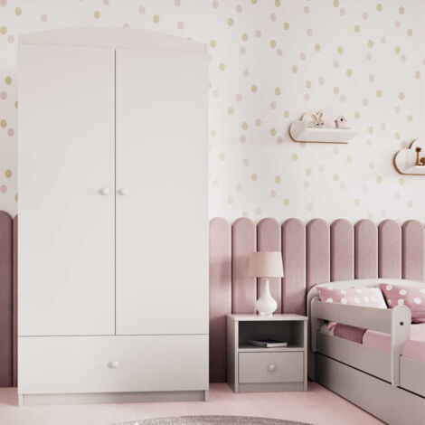 Schrank mit 1 Schublade und 2 Türen, Weiß, 187cm
