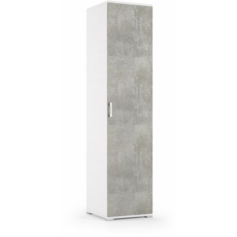 Schrank mit Einzeltür und vier verstellbaren Einlegeböden, Türen aus weißem Beton