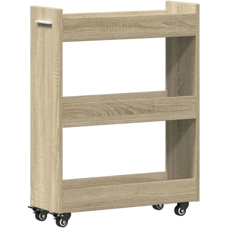 Vidaxl - Schrank Mit Rollen Sonoma-eiche 60x22x79 Cm Holzwerkstoff