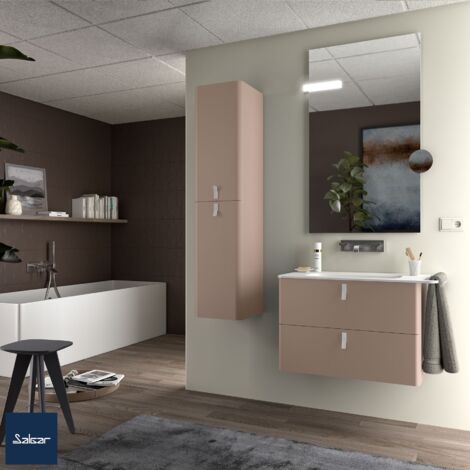 Schrank wandhängend UNIIQ 800 2 Schubladen mit Softeinzug MATT TAUPE 797 x 540 x 450 mm