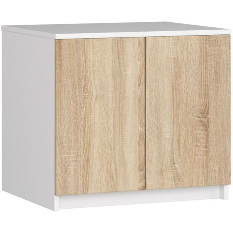 Schrankaufsatz für Kleiderschrank AKORD S60 Weiß 60 cm 2 Türen 2 Ebenen Front Sonoma-Eiche B60 x H55 x T51 cm