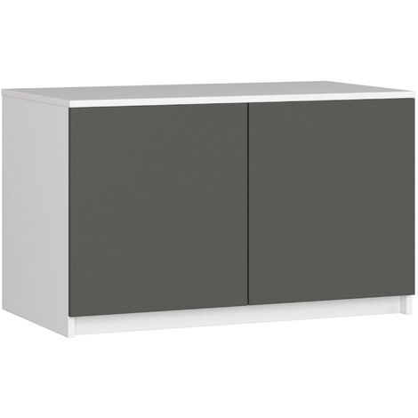 Schrankaufsatz für Kleiderschrank AKORD S90 Weiß 90 cm 2 Türen 2 Ebenen Front Graphitgrau B90 x H55 x T51 cm