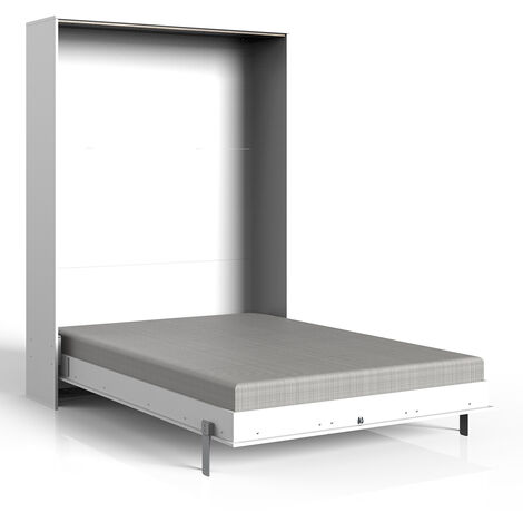 Schrankbett weiß 120x200 cm Jugendbett Gästebett Klappbett JOKSI-43, B/H/T 132/213/43 cm