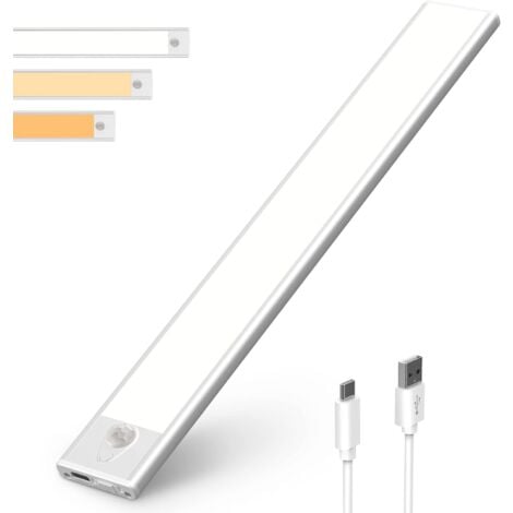 JUSCH Schrankleuchte 50 LEDs, USB wiederaufladbare kabellose LED-Schranklampe mit Bewegungssensor, LED-Beleuchtung Küche Arbeitszimmer Nachtlicht Treppe Flur 4000K