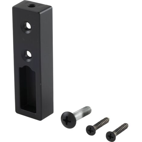Schrankrohrlager Endstück Ninos, Zamak schwarz matt lackiert - für Schrankrohr, inkl. Schrauben, Höhe 78mm, Breite 23mm, Tiefe 14mm