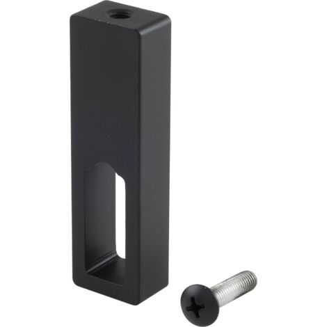 Schrankrohrlager Mittelträger Ninos, Aluminium schwarz matt lackiert - für Schrankrohr, inkl. Schraube, Höhe 78,5mm, Breite 23mm, Tiefe 14mm