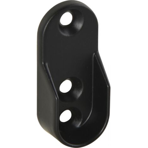 Schrankrohrlager Oval 1 für Schrankrohr, 3 Schraublöcher, Zink schwarz