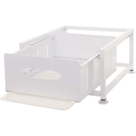 Schrankschublade HHG-436 mit Tablett, Küchen-/Geschirrablage Schrankauszug ausziehbar, Metall 19x34x42cm weiß