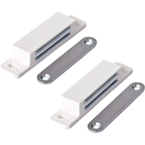 Schranktürmagnet, extra starker magnetischer Türschließer – Haltekraft 13 kg – 2er-Set in Weiß – Schranktür – für Türen, Möbel, Schubladen.