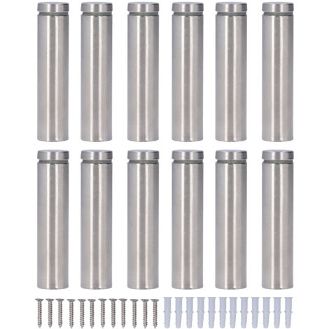 Schraubbares Werbe-Wandfoto-Aufhängeset: 12 Edelstahlschrauben (19 x 80 mm) mit Wandbefestigungen und Dübeln für Acrylrahmen und Schilder
