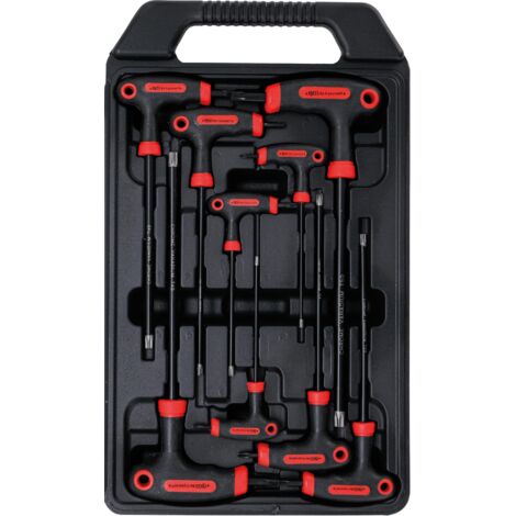 Schraubendreher-Satz mit T-Griff und seitlicher Klinge  T-Profil (für Torx) mit Bohrung  T10 - T50  9-tlg.