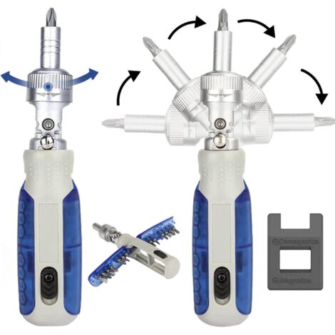 Schraubendreher, Schraubendreher-Set, LZHDZQD 180° drehbarer magnetischer Ratschenschraubendreher, 14-in-1-Set kann für Reparaturarbeiten an, Haushaltsgeräten, Möbeln verwendet werden