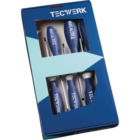 Schraubendrehersatz 6-tlg.Schlitz/PZD 3K-Griff 6-Kant-Klinge/Ans.TECWERK