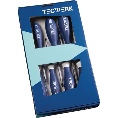 Schraubendrehersatz 7-tlg.Schlitz/PH/PZD 3K-Griff 6-Kant-Klinge/Ans.TECWERK