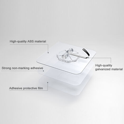 Schraubenloser Wandhaken für Türen – verzinkt – 60 mm x 60 mm – hohe Tragkraft – 1 Stück