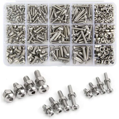 Schraubensatz aus Edelstahl 304, M3, M4, M5 – 500-teilig mit Aufbewahrungsbox