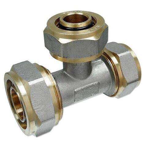 Schraubfitting-T-Stück 20 x 2,0 - 16 x 2,0 - 16 x 2,0 mm für Alu-Mehrschicht-Verbundrohr