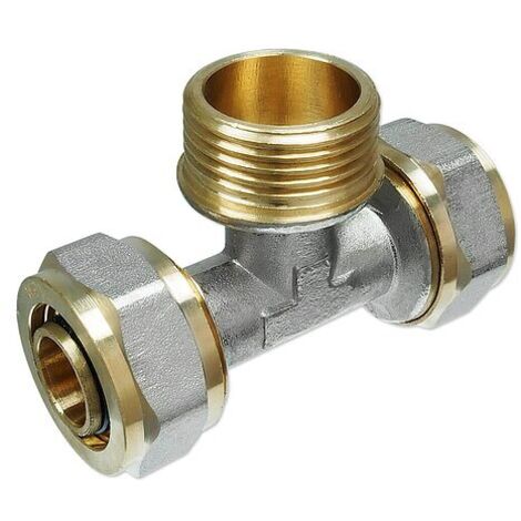 Schraubfitting-T-Stück mit Außengewinde 20 x 2,0 - 3/4'' - 20 x 2,0 mm für Alu-Mehrschicht-Verbundrohr