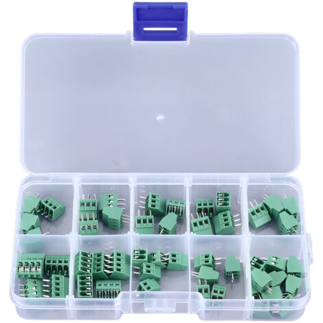 Schraubklemmen-Set, 50-teilig, 2,54 mm Gewinde, Sortiment an 2-, 3- und 4-poligen ABS-Leiterplatten-Montageklemmenblöcken, verdrillte Drahtverbinder