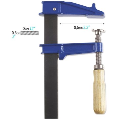 Schraubzwinge mit Holzgriff Modell EM, Spannweite 20 cm