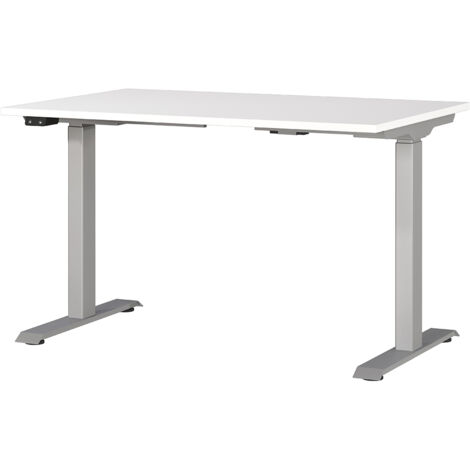 Schreibtisch 120cm, elektrisch höhenverstellbar, weiß/silber, JESOLO-01