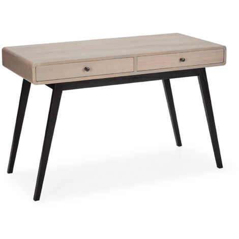 Schreibtisch 120X55X76 Schwarz/Naturholz mit grauer Patina