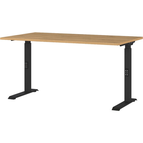 Schreibtisch 140cm, Eiche/schwarz, DUBA-01