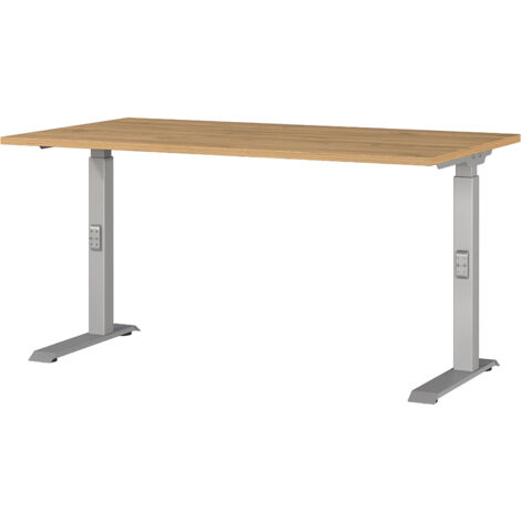 Schreibtisch 140cm, Eiche/silber, DUBA-01