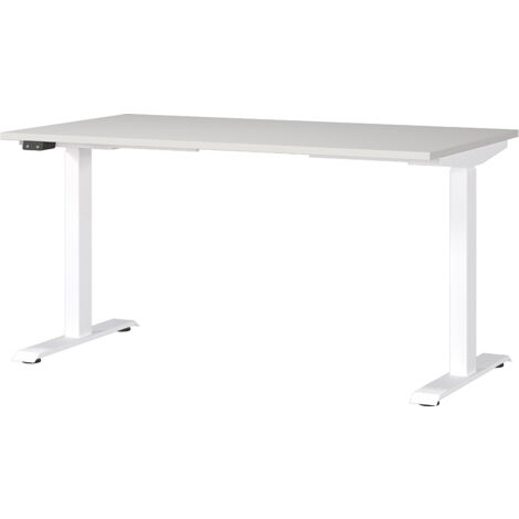 Schreibtisch 140cm, elektrisch höhenverstellbar, grau/weiß, JESOLO-01