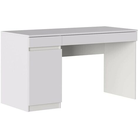Schreibtisch 140x55,5 cm mit einer Tür und zwei Schubladen weiß matt Serie Helsinki weiß
