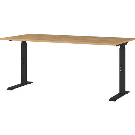 Schreibtisch 160cm, Eiche/schwarz, DUBA-01