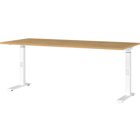 Schreibtisch 180cm, Eiche/weiß, DUBA-01