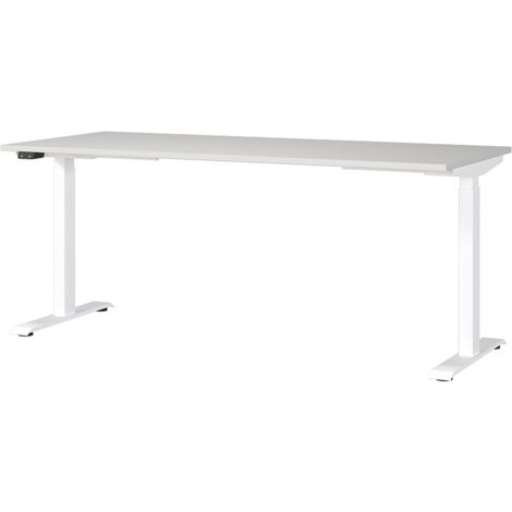 Schreibtisch 180cm, elektrisch höhenverstellbar, grau/weiß, JESOLO-01