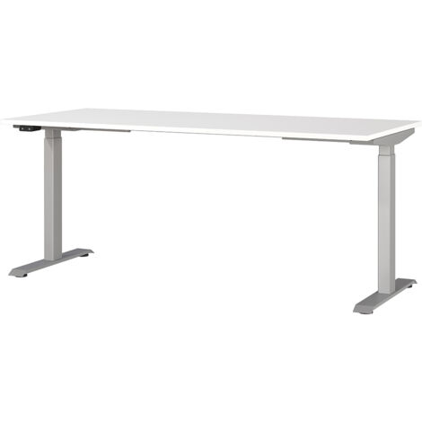 Schreibtisch 180cm, elektrisch höhenverstellbar, weiß/silber, JESOLO-01