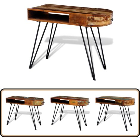 Schreibtisch Altholz Massiv mit Eisenbeinen - Altholzmöbel - Vintage Schreibtisch - Retro Schreibtisch - Holz Schreibtisch - Industriel Stil
