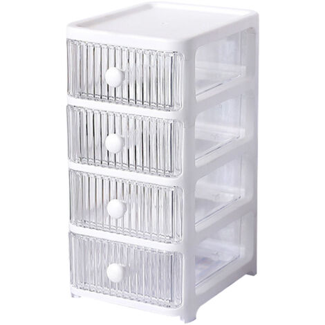 Schreibtisch-Aufbewahrungsbox mit Schubladen, stapelbarer, multifunktionaler, transparenter Schreibtisch-Organizer für Zuhause, Schlafzimmer, Büro, 4 Ebenen