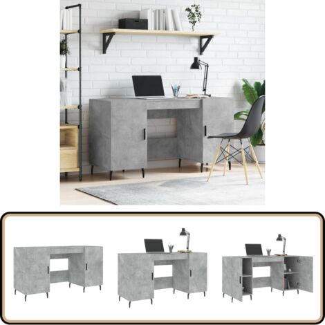 Schreibtisch Betongrau 140x50x75 cm Holzwerkstoff - Bürostuhl - Schreibtisch - Home Office - Arbeitsplatzgestaltung - Industriel Style