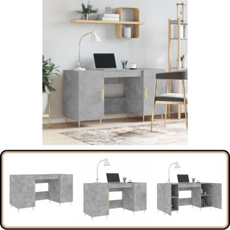Schreibtisch Betongrau 140x50x75 cm Holzwerkstoff - Bürotisch - Schreibtisch - Home Office - Holzwerkstoffmöbel - Industriel Style