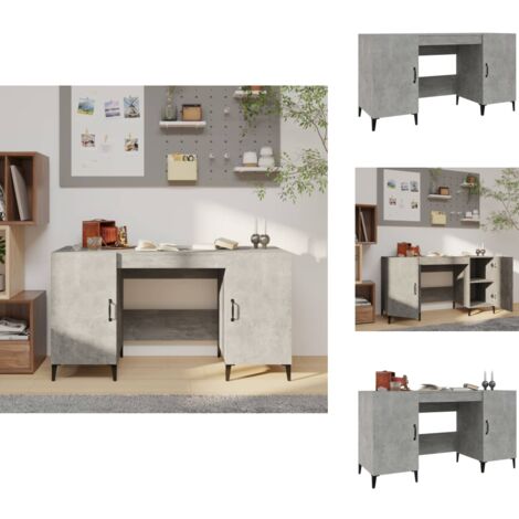 Schreibtisch Betongrau 140x50x75 cm Holzwerkstoff - Industrieller Schreibtisch - Schreibtisch Grau - Holzwerkstoff Schreibtisch - Bürostuhl - Home Office Möbel