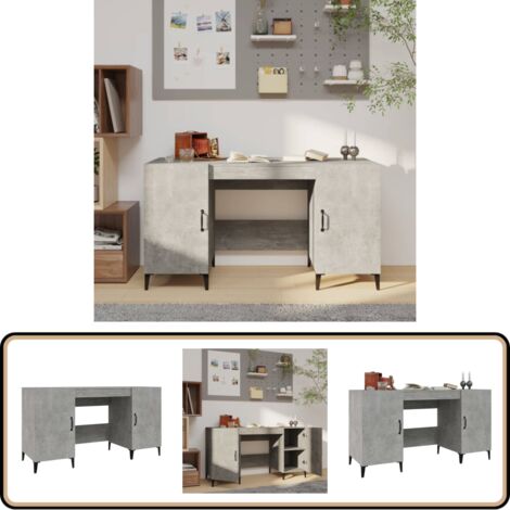 Schreibtisch Betongrau 140x50x75 cm Holzwerkstoff - Industrieller Schreibtisch - Schreibtisch Grau - Holzwerkstoff Schreibtisch - Bürostuhl - Home Office Möbel