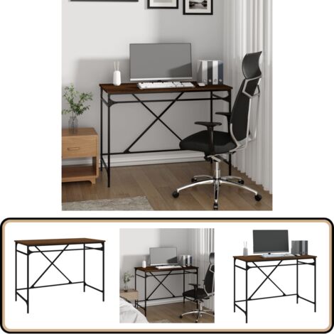 Schreibtisch Braun Eichen-Optik 100x50x75cm Holzwerkstoff Eisen - Bürotisch - Schreibtisch - Industriel Style - Eiche Optik - Holzwerkstoff