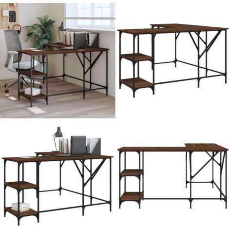 Schreibtisch Braun Eichen-Optik 139x139x75 cm Holzwerkstoff - Bürotisch - Schreibtisch - Eiche Optik - Holzwerkstoff - Metall - Home & Living