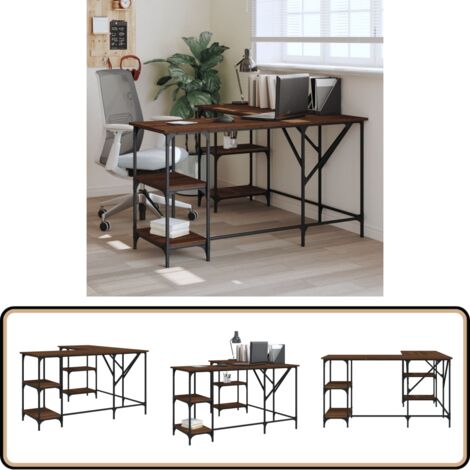 Schreibtisch Braun Eichen-Optik 139x139x75 cm Holzwerkstoff - Bürotisch - Schreibtisch - Eiche Optik - Holzwerkstoff - Metallgestell