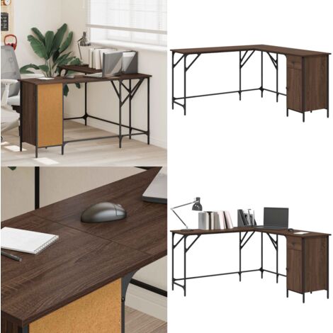 Schreibtisch Braun Eichen-Optik 141x141x75 cm Holzwerkstoff - Bürotisch - Schreibtisch - Eiche Optik - Holzwerkstoff - Metallgestell - Home & Living