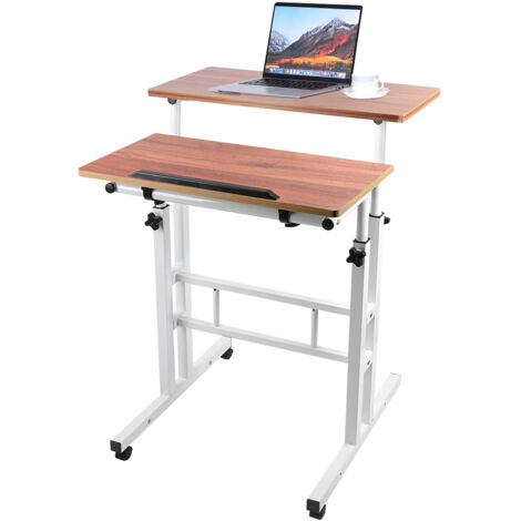 Schreibtisch Computertisch mit 4 Rollen Gamingtisch Bürotisch 60x60x67-115cm Eiche