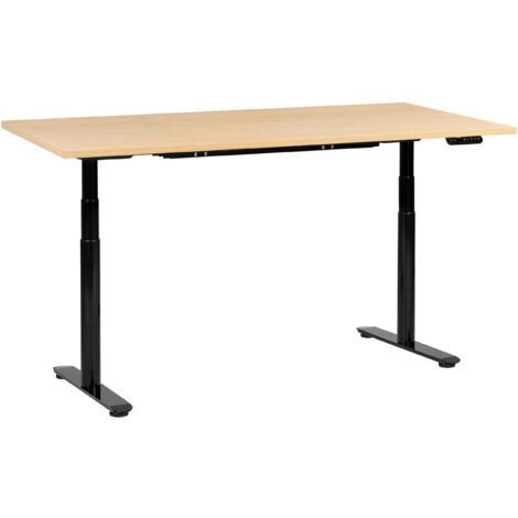 Schreibtisch elektrisch höhenverstellbar DESTINAS Schwarz / Hellbraun 180 cm 72 cm
