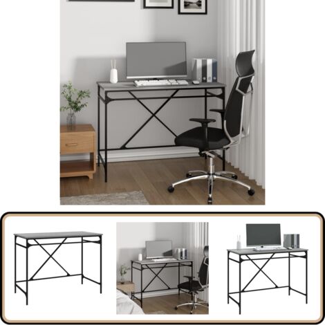 Schreibtisch Grau Sonoma 100x50x76 cm Holzwerkstoff und Eisen - Bürotisch - Schreibtisch Grau - Industriel Style - Holzwerkstoff - Metallgestell