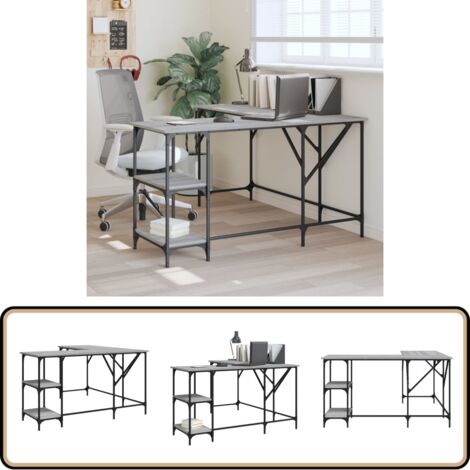 Schreibtisch Grau Sonoma 139x139x75 cm Holzwerkstoff - Schreibtisch - Bürotisch - Homeoffice - Holzwerkstoff - Grau